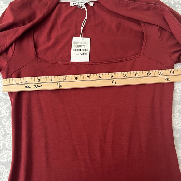 Reformation Coen Jersey Knit Long Sleeve Square Neck Mini Dress Size XS - Picture 9 of 12